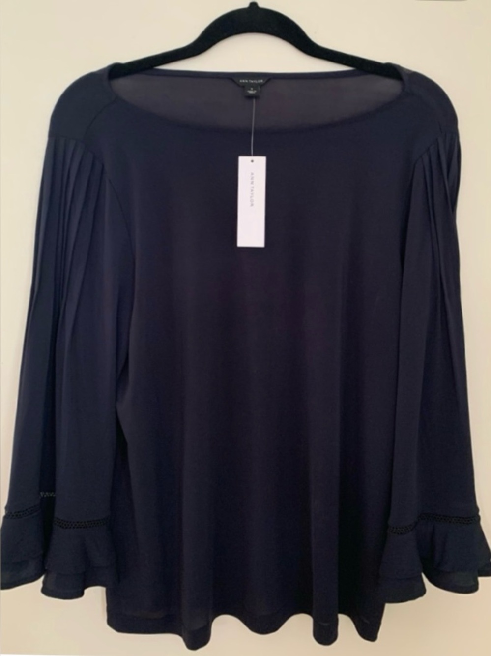 Ann Taylor Navy Blue Bell Sleeve Blouse
NWT